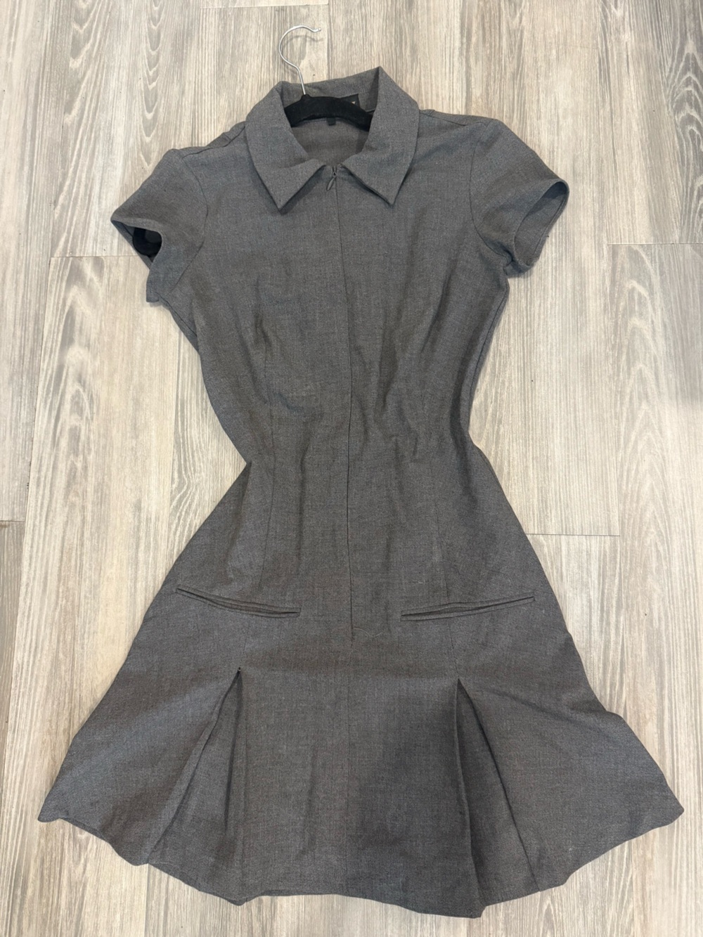 Gray Short-Sleeve Fit & Flare Dress
